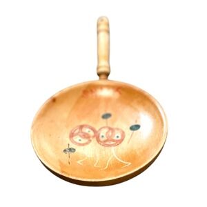 Napco Mid Century Wooden Snack Chip‎ Bowl With Handle